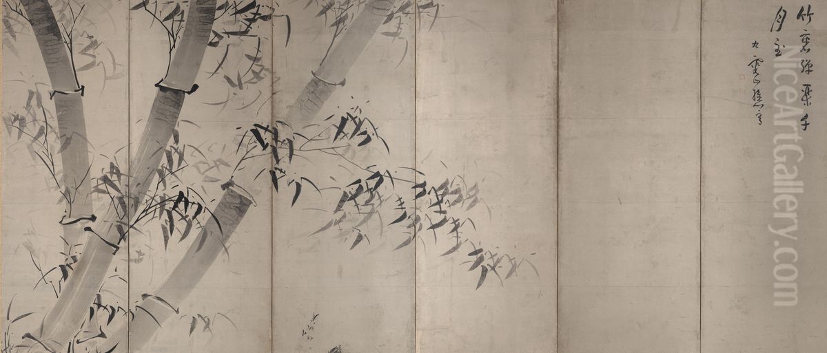 Moonlight Bamboo Oil Painting by Ike no Taiga