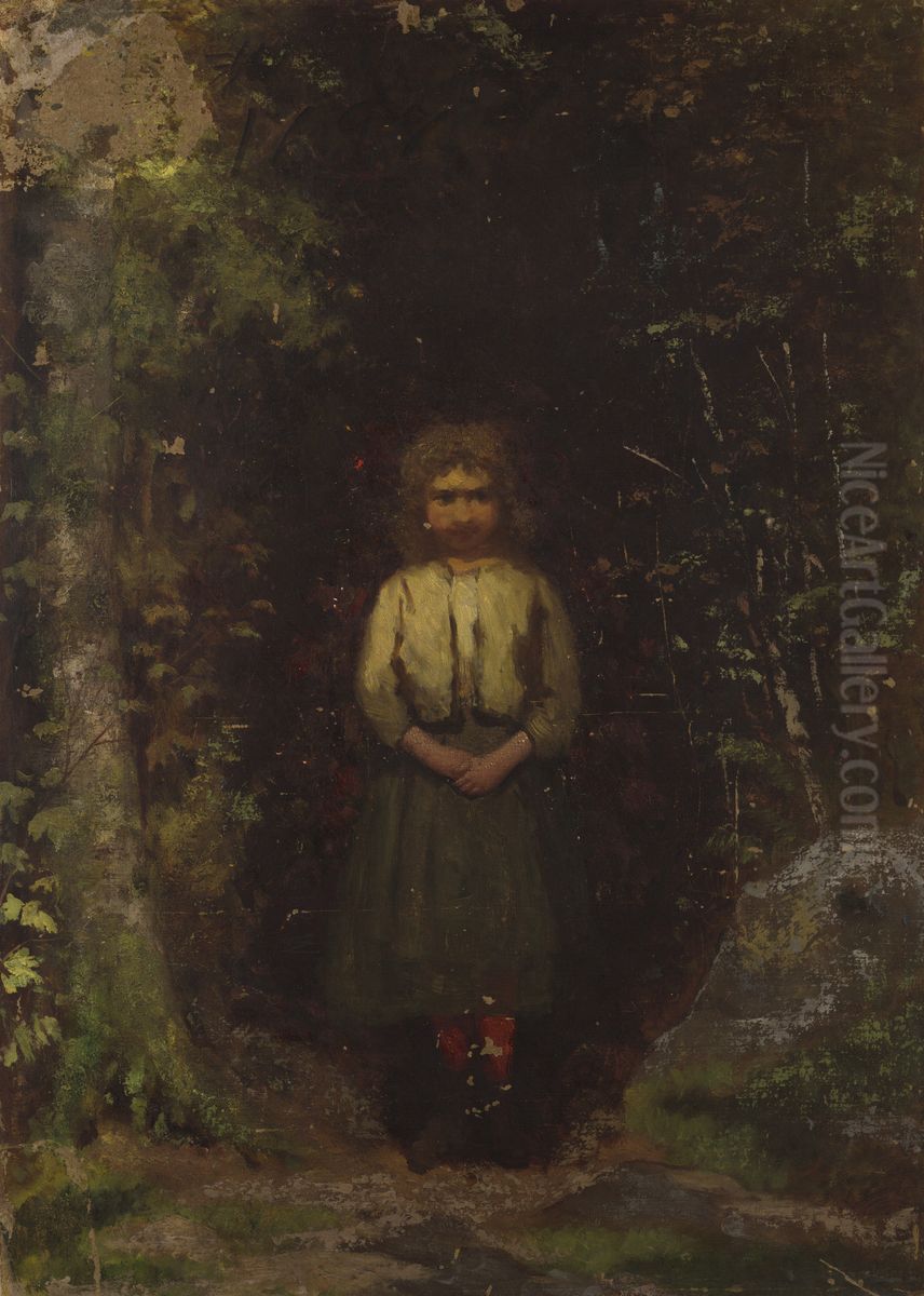 On the Hillside Oil Painting by Eastman Johnson