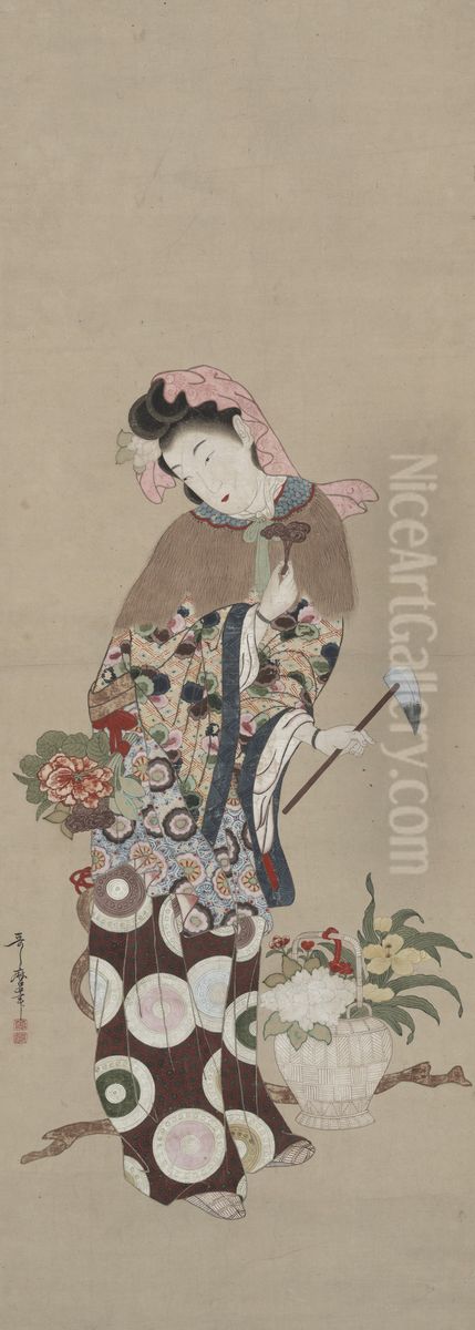 Female Immortal Oil Painting by Kitagawa Utamaro