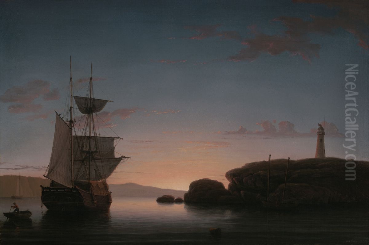 Lighthouse at Camden, Maine Oil Painting by Fitz Henry Lane