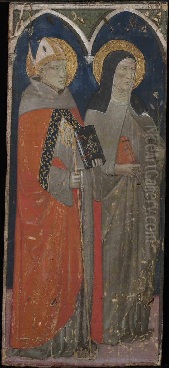 Saint Louis of Toulouse and Saint Clara Oil Painting by Lippo D'Andrea
