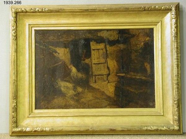 The Barnyard Oil Painting by Adolphe Joseph Thomas Monticelli