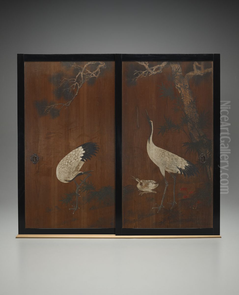 Wooden Sliding Doors (Itado) Oil Painting by Mori Kansai