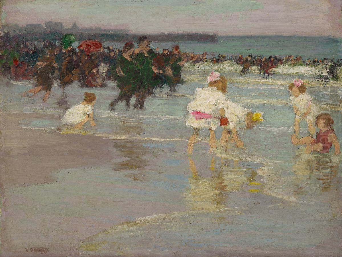 Beach Scene (or Sunday on the Beach) Oil Painting by Edward Henry Potthast