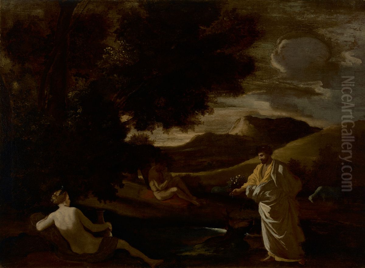 King Midas Turns an Oak Branch to Gold Oil Painting by Nicolas Poussin