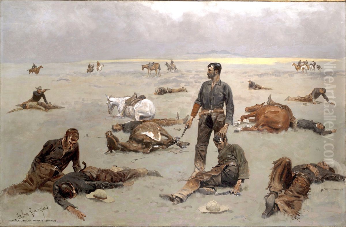 What an unbranded cow has cost Oil Painting by Frederic Remington