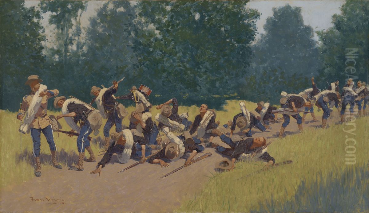 The Scream of Shrapnel at San Juan Hill Oil Painting by Frederic Remington