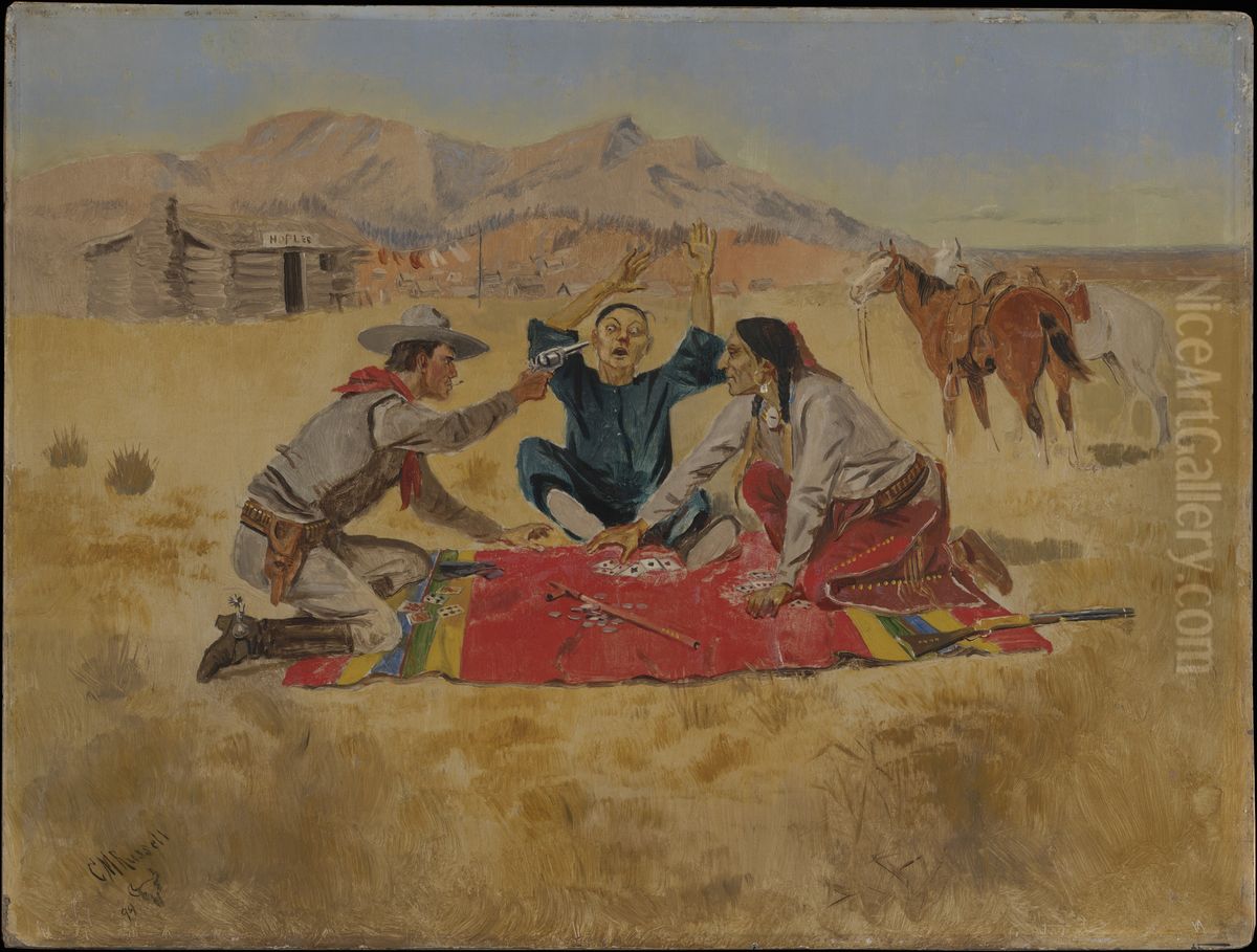 Not a Chinaman's Chance Oil Painting by Charles Marion Russell