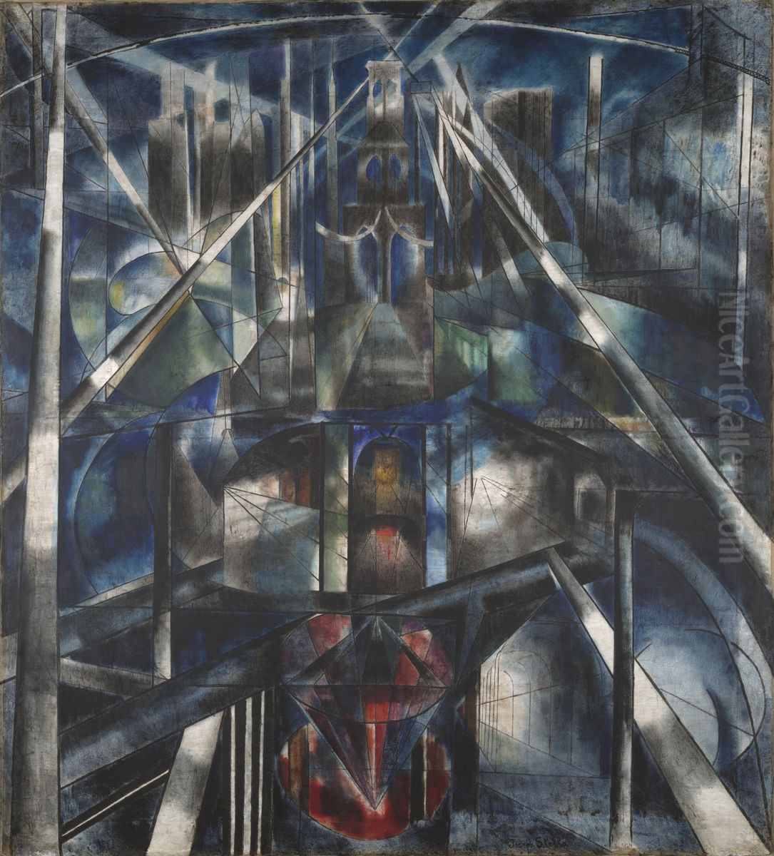 Brooklyn Bridge Oil Painting by Joseph Stella