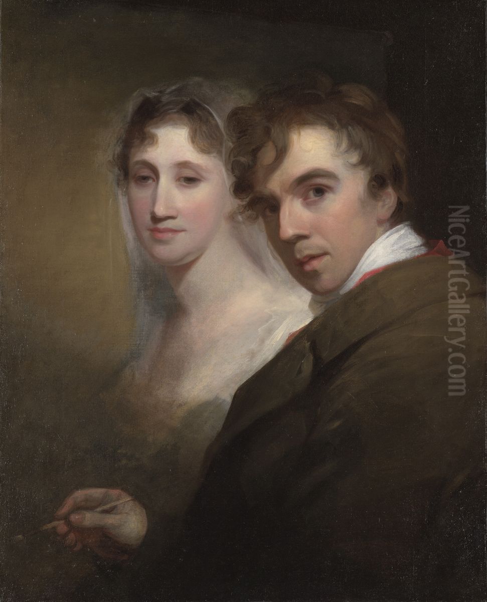 Self-Portrait of the Artist Painting His Wife (Sarah Annis Sully) Oil Painting by Thomas Sully
