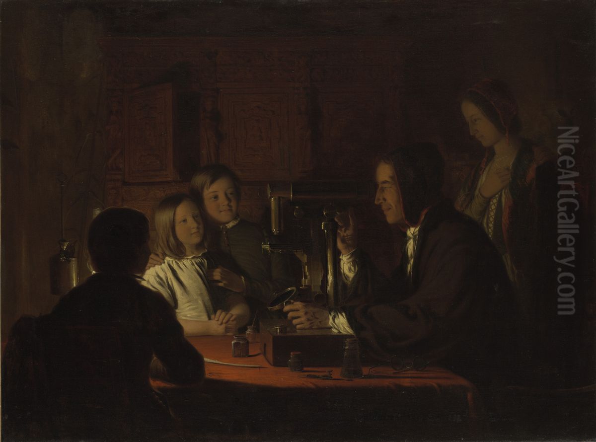 The Microscope Oil Painting by Robert Walter Weir