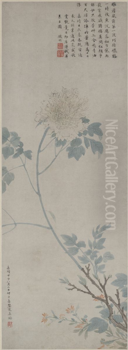 Peony Oil Painting by Wen Zhengming