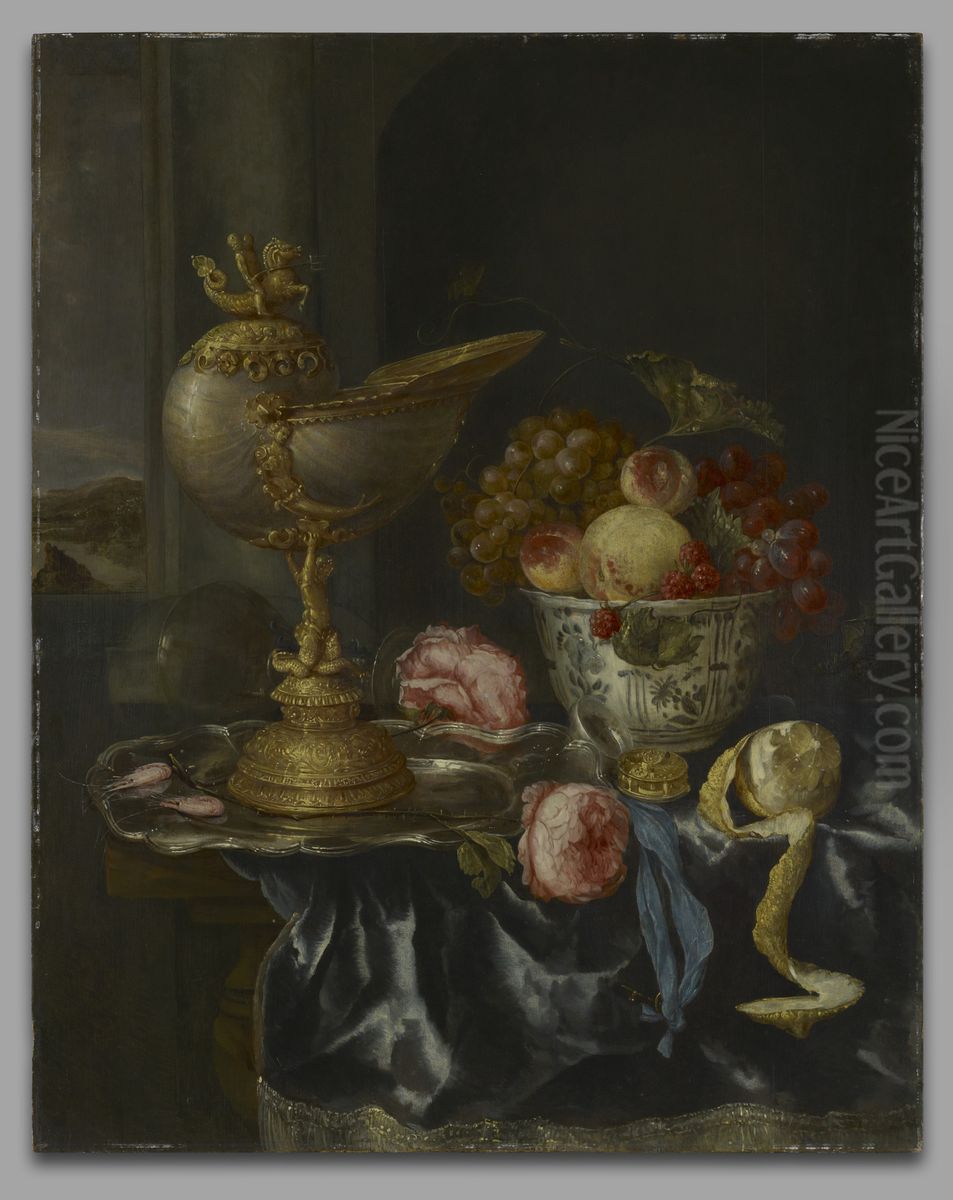 Banquet Still Life with Nautilus Cup Oil Painting by Abraham Van Beijeren