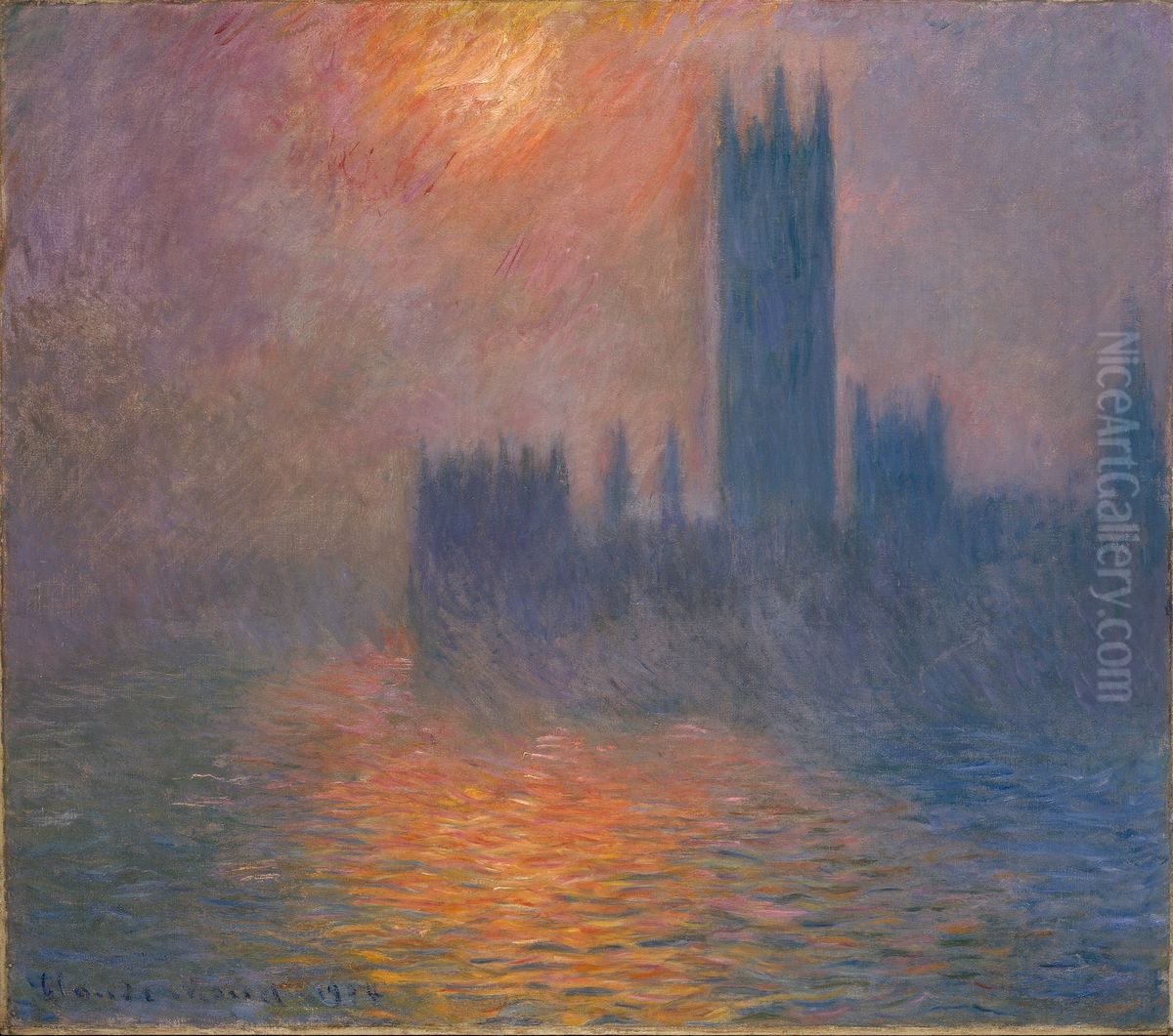 Houses of Parliament, sunset Oil Painting by Claude Oscar Monet