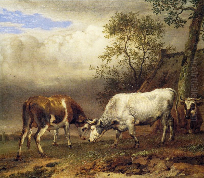 Fighting Bulls Oil Painting by Paulus Potter