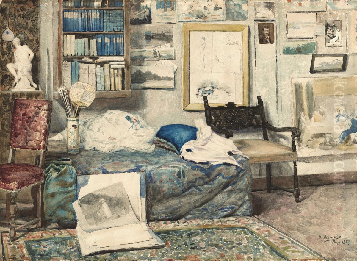 Atelie do artista em Paris Oil Painting by Rodolfo Amoedo