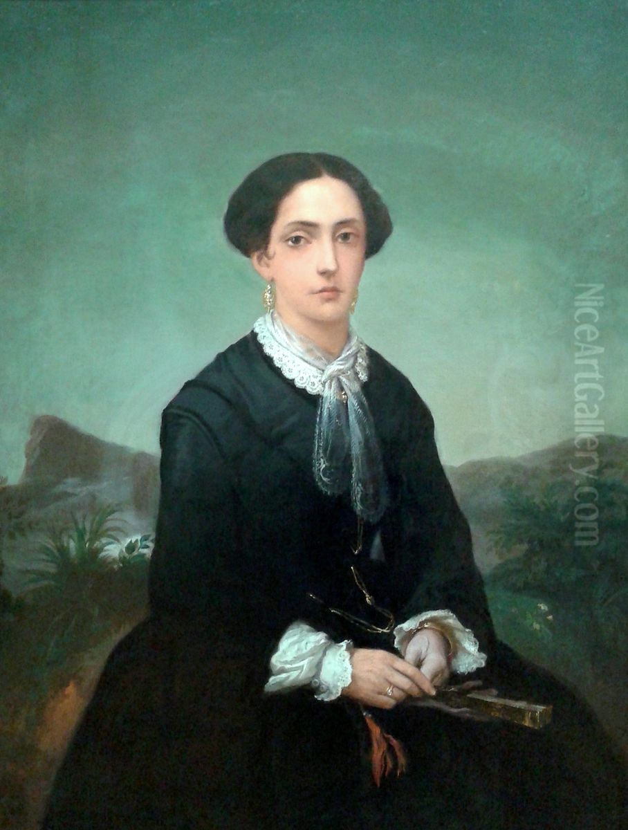 Portrait of Maria Custodia Guimaraes de Almeida Oil Painting by Pedro Americo