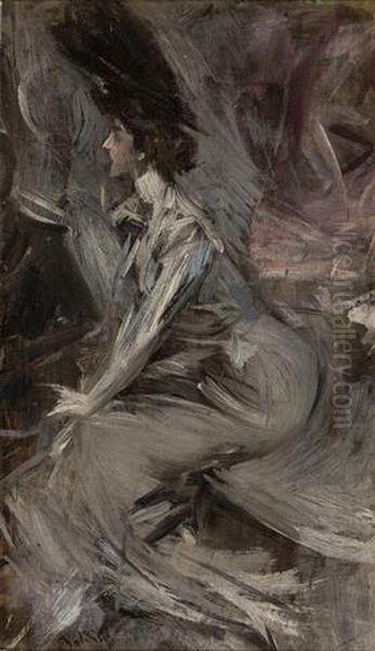 Sitzende Frau im Gesprach Oil Painting by Giovanni Boldini