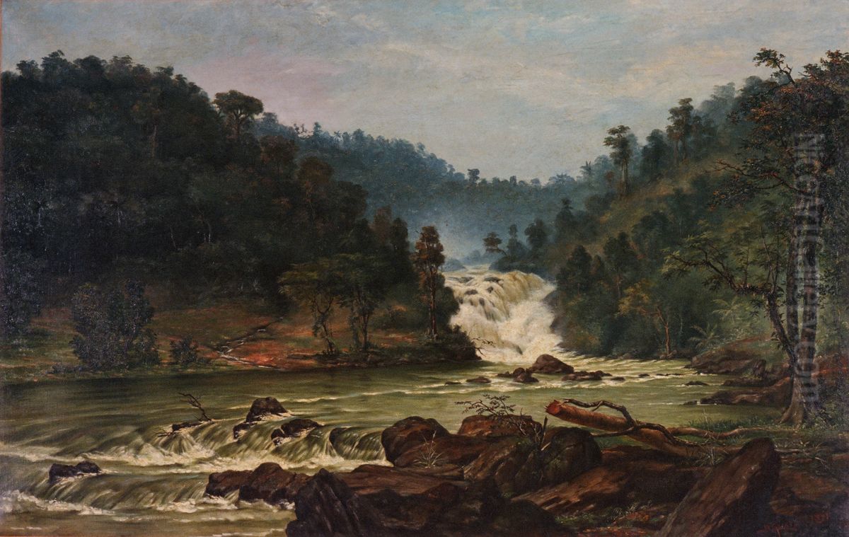 A Cachoeira do Rio Sorocaba Oil Painting by Benedito Calixto