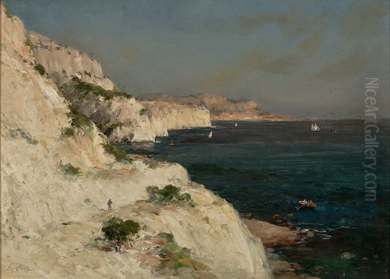 Seascape with Rocks Oil Painting by Jean-Baptiste Olive