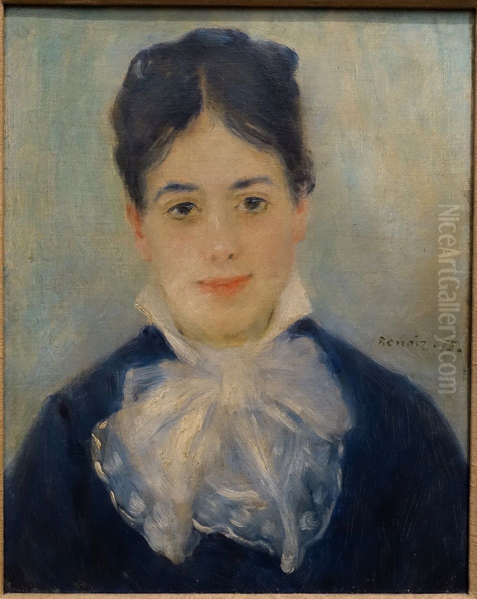 Lady Smiling (Portrait of Alphonsine Fournaise) Oil Painting by Pierre Auguste Renoir