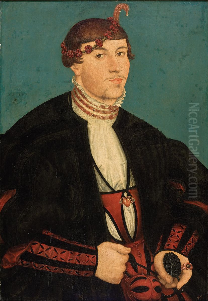 Portrait of a Young Nobleman - A Young Bridegroom from the Rava Family Oil Painting by Lucas Cranach the Elder