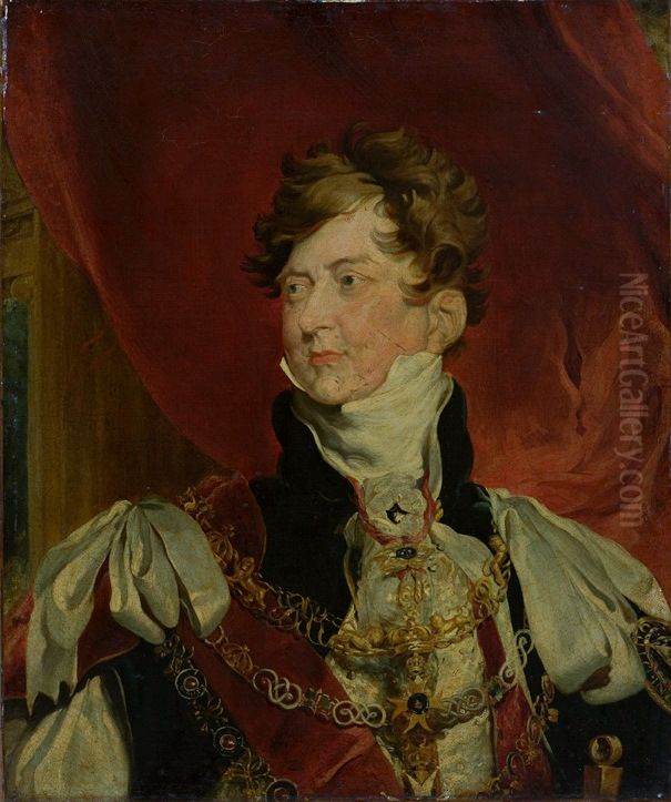 George IV as Prince-Regent with the insignia of the Order of the Garter Oil Painting by Thomas Lawrenceand workshop