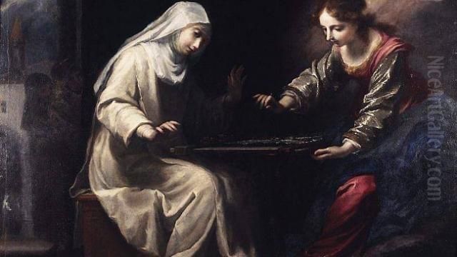 Le Miracle de la broderie Oil Painting by Simone Pignoni