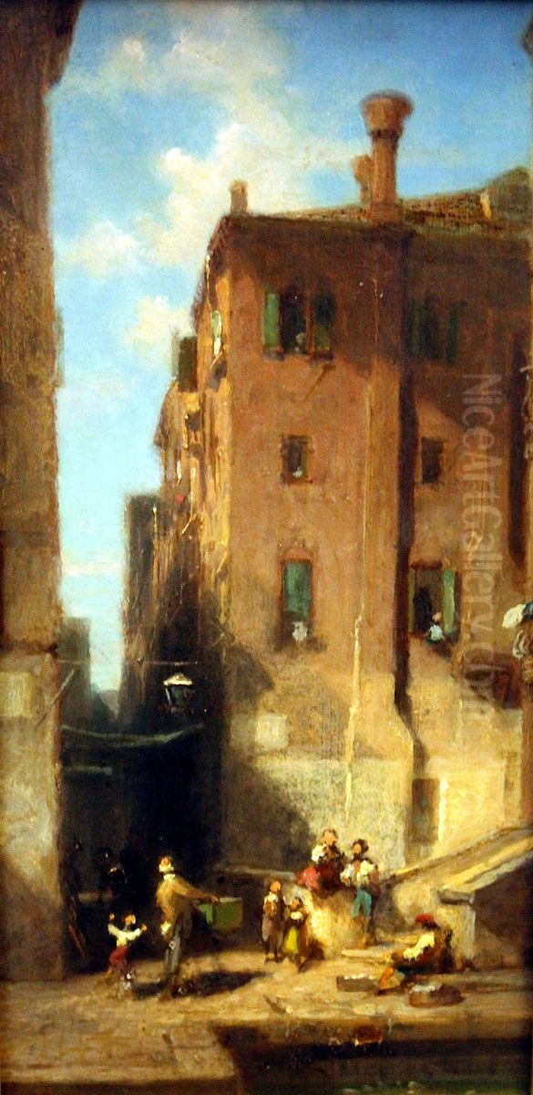 Venetian Street Oil Painting by Carl Spitzweg