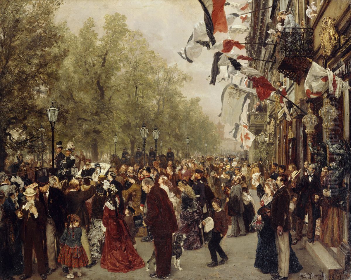 Departure to the army of King William I. 31 July 1870 Oil Painting by Adolph von Menzel