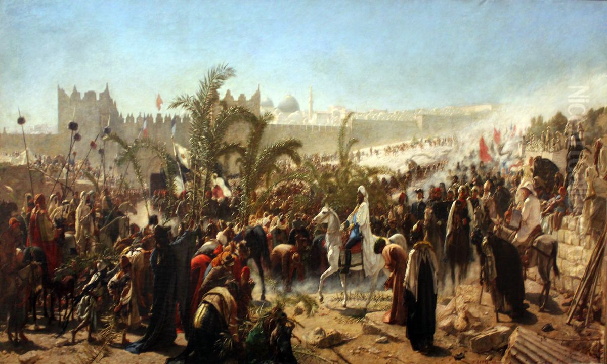 Crown Prince Friedrich Wilhelm of Prussia enters Jerusalem in 1869 Oil Painting by Wilhelm Gentz