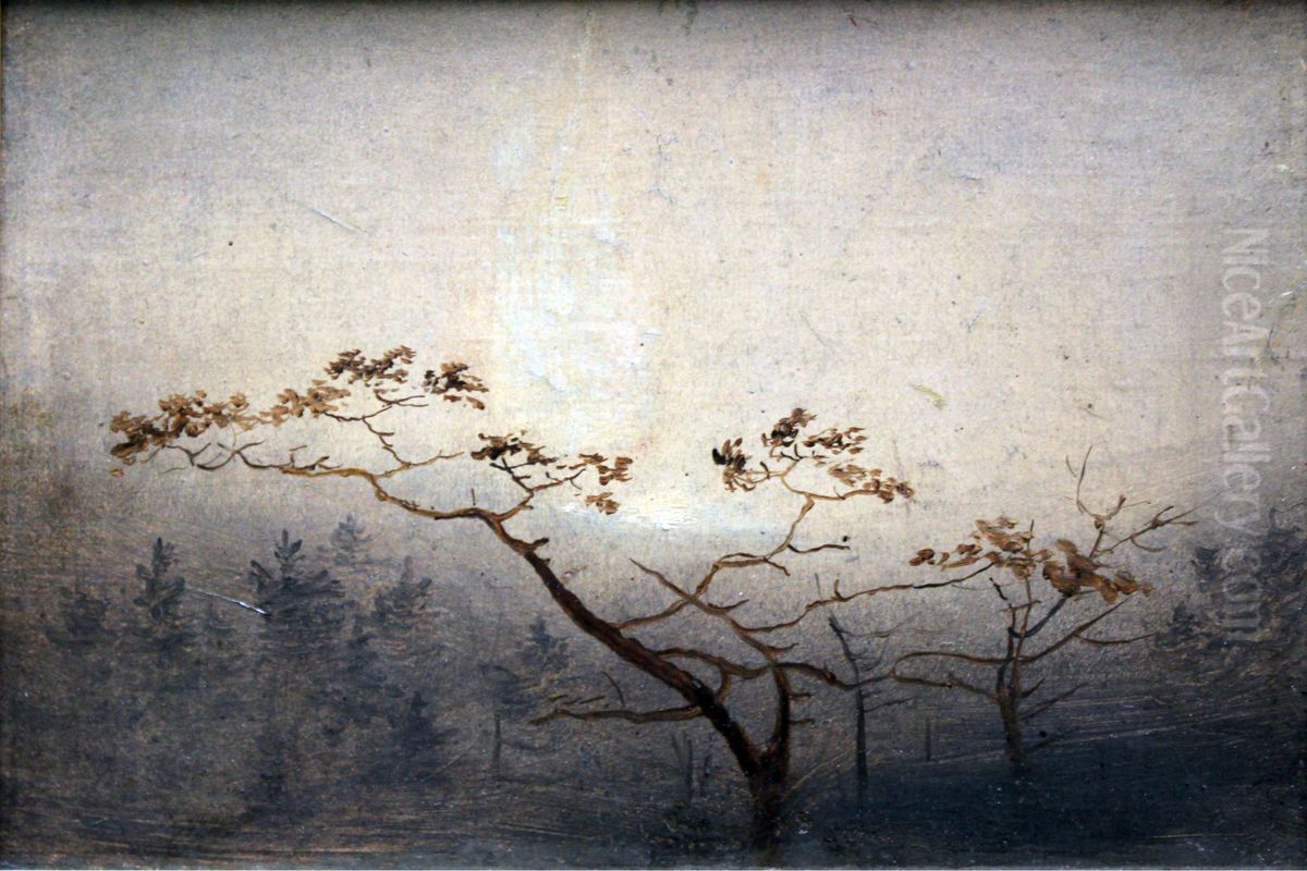 Trees at sunrise in autumn Oil Painting by Carl Blechen