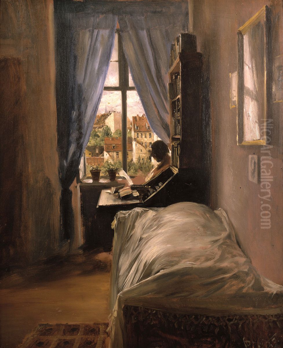 Schlafzimmer des Kunstlers in der Ritterstrasse Oil Painting by Adolph von Menzel
