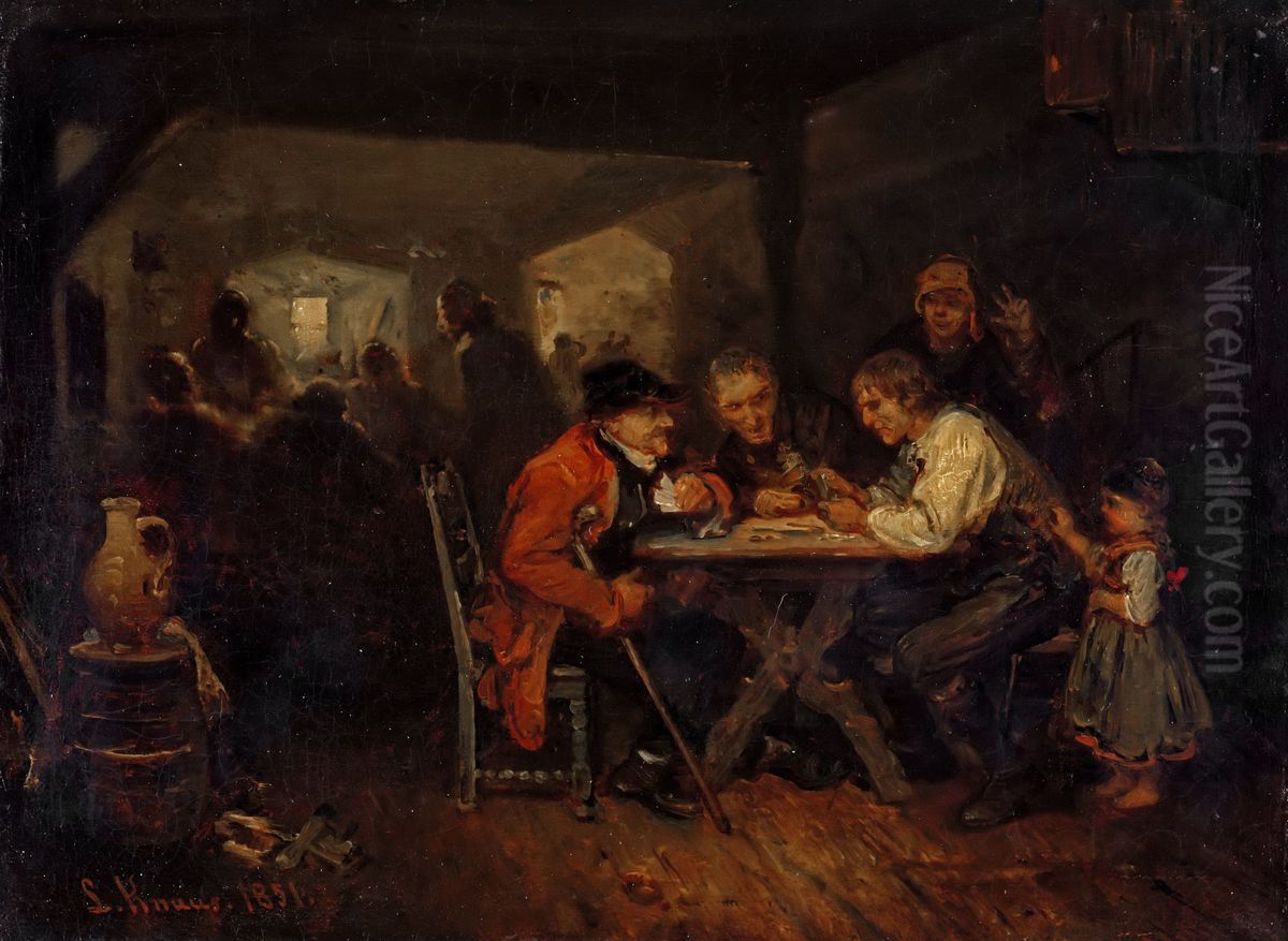 Die Falschspieler Oil Painting by Ludwig Knaus