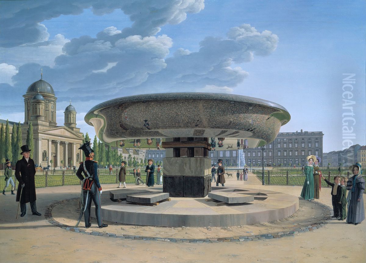 The Granite Bowl at the Lustgarten, Berlin Oil Painting by Johann Erdmann Hummel
