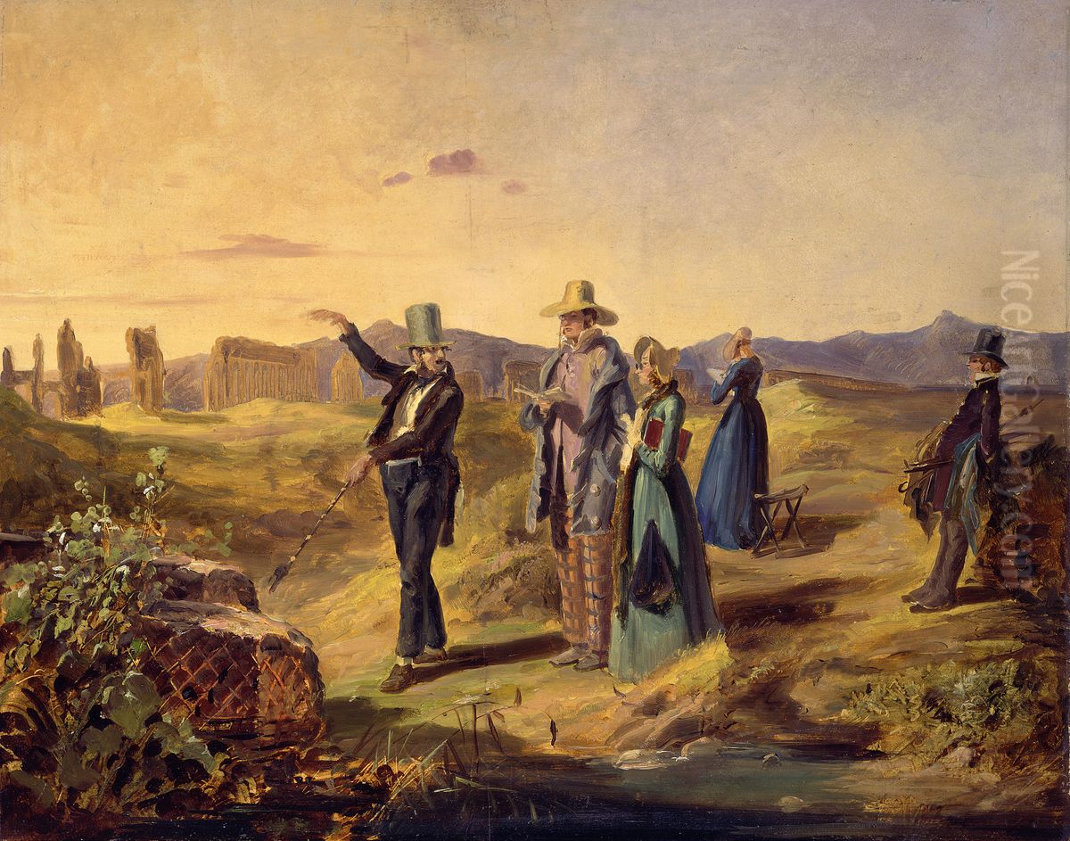 English Tourists in Campagna Oil Painting by Carl Spitzweg