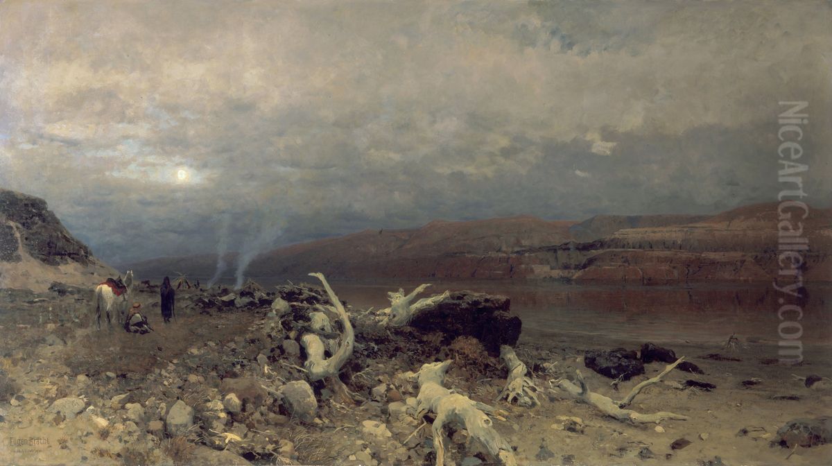 Dusk on the Dead Sea Oil Painting by Eugen Bracht