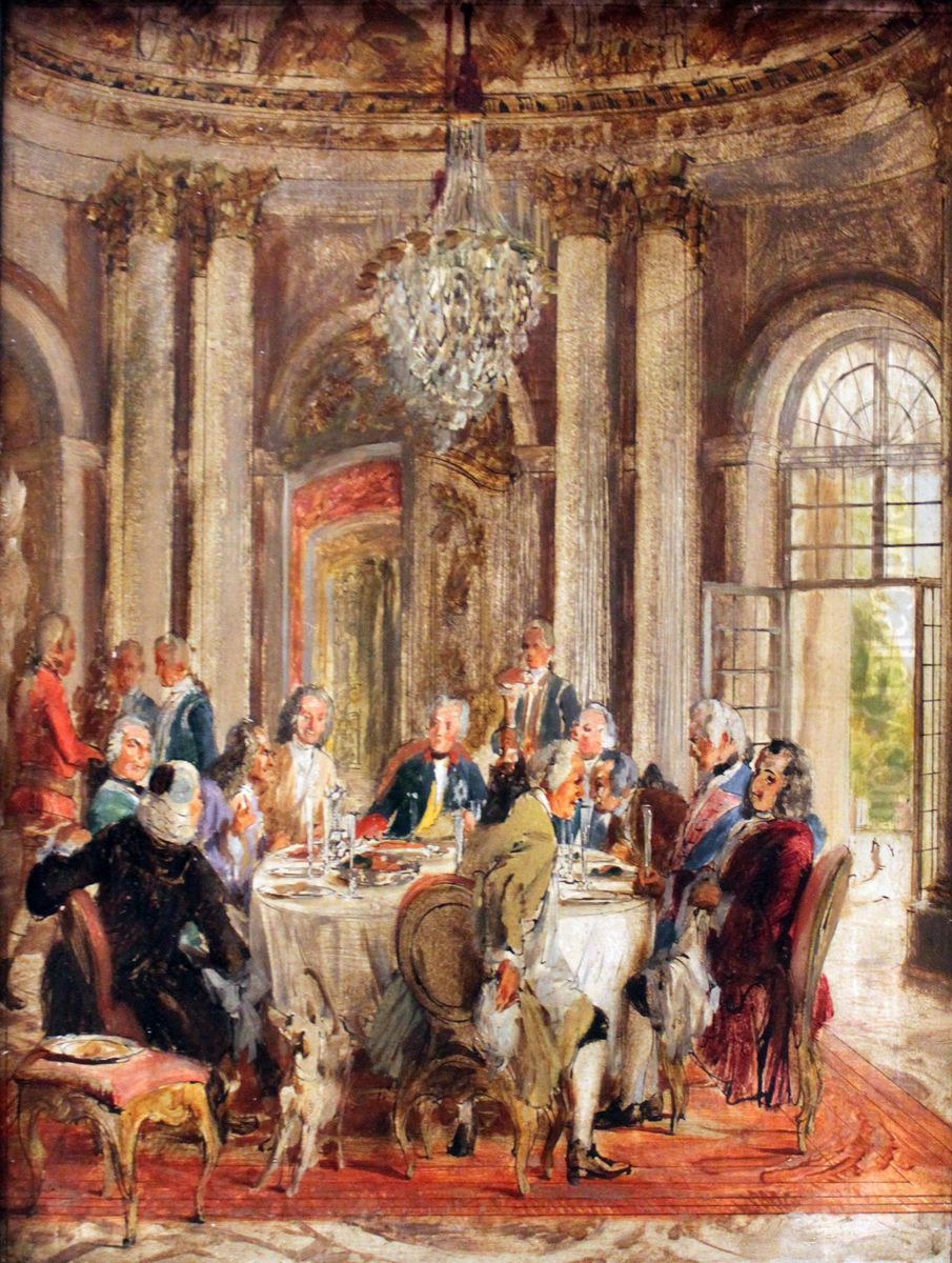 Konig Friedrichs II. Tafelrunde in Sanssouci Oil Painting by Adolph von Menzel