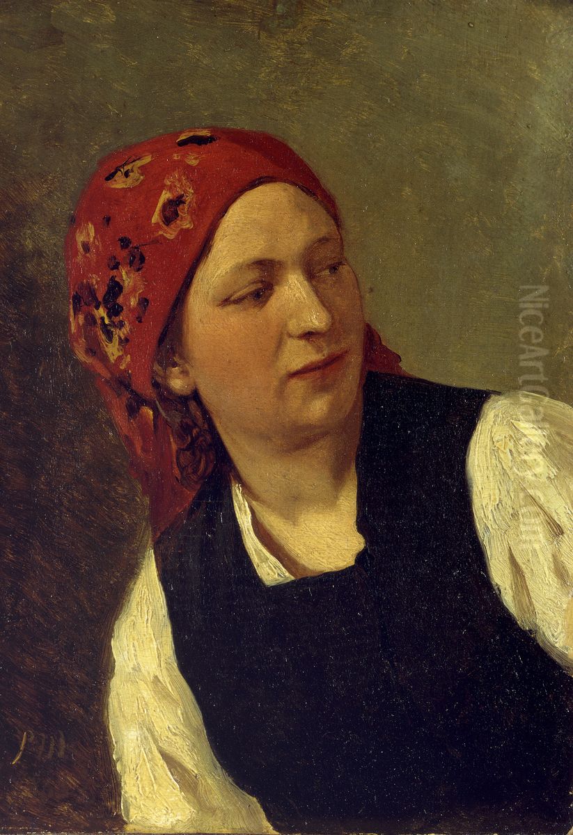 Peasant woman Oil Painting by Paul Friedrich Meyerheim