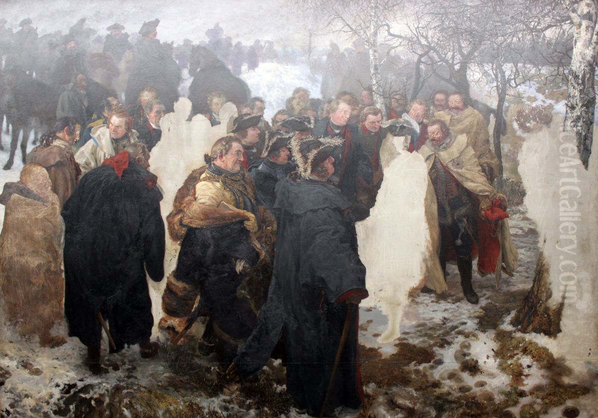 Address of Frederick the Great to his generals before the battle of Leuthen 1757 Oil Painting by Adolph von Menzel