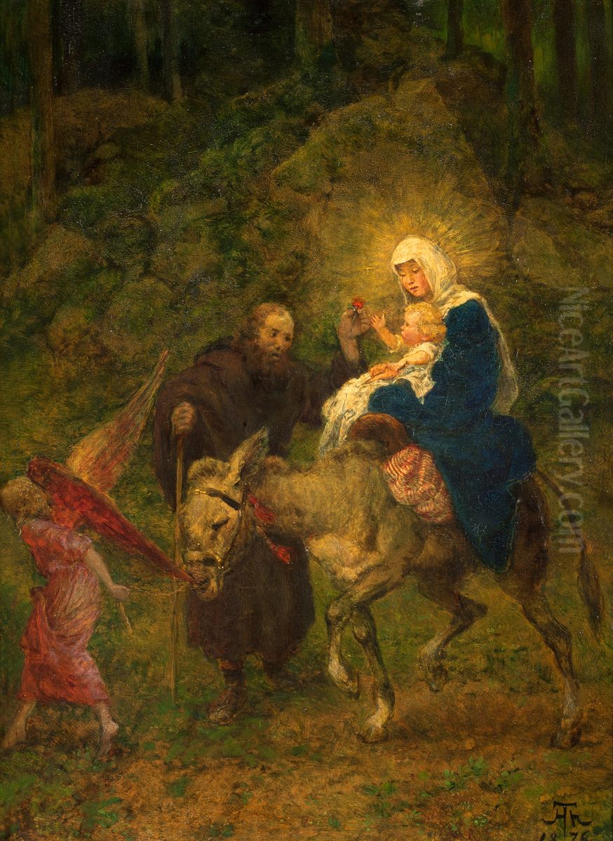 The Flight into Egypt Oil Painting by Hans Thoma