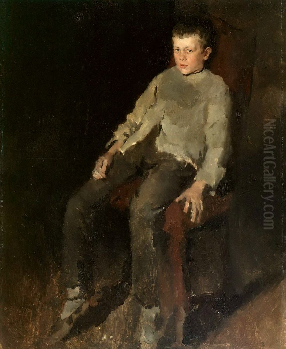Farmboy Oil Painting by Wilhelm Leibl
