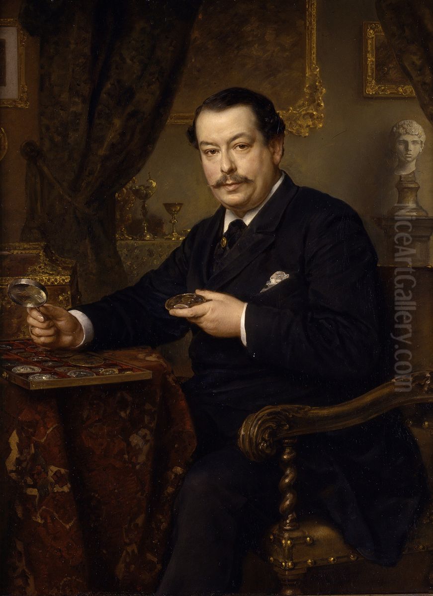The Banker Itzinger Oil Painting by Ludwig Knaus