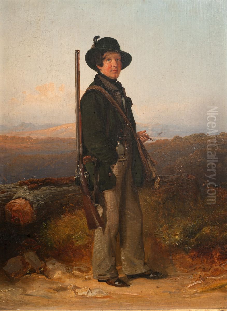 The Hunter Oil Painting by Otto Reinhard Jacobi