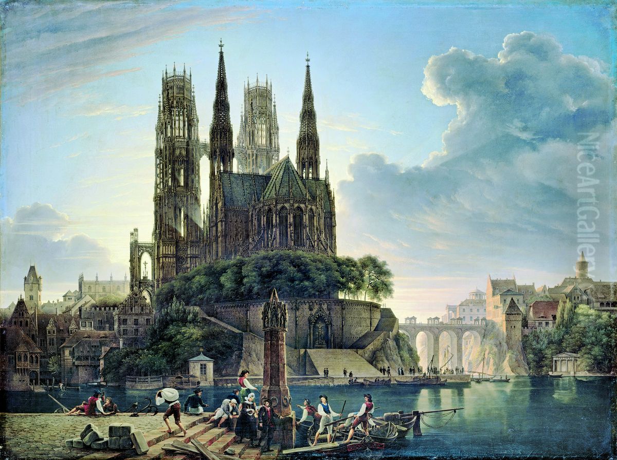 Gotischer Dom am Wasser Oil Painting by Karl Friedrich Schinkel