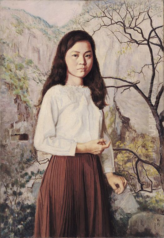 zhong wen (tai wan): chun guang Oil Painting by Li Mei-shu
