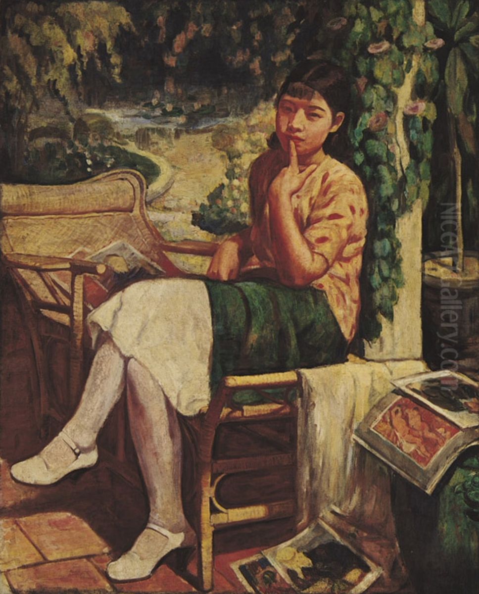 zhong wen (tai wan): xiao qi zhi nu Oil Painting by Li Mei-shu