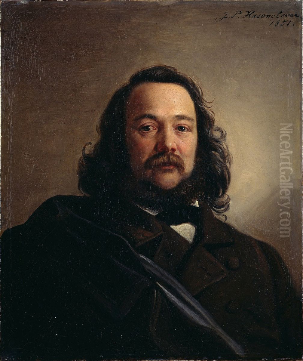 Portrait ofFerdinand Freiligrath Oil Painting by Johann Peter Hasenclever
