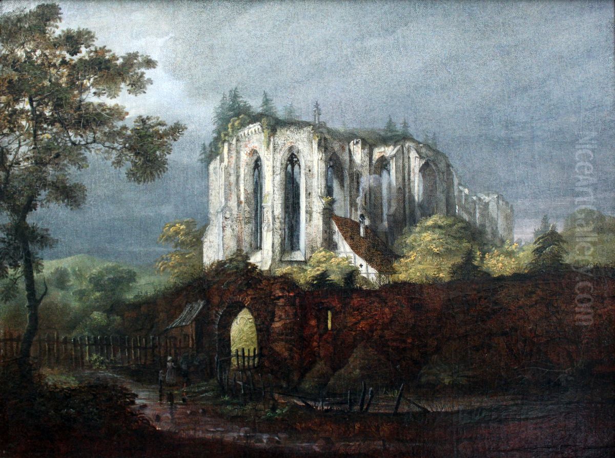 Ruins of Oybin Monastery Oil Painting by Carl Blechen