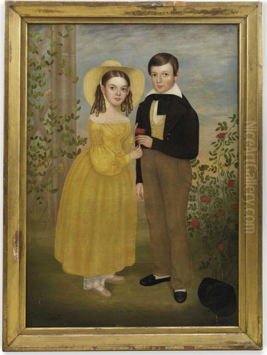 Double Portrait Of A Girl And Boy Oil Painting by Joseph Goodhue Chandler